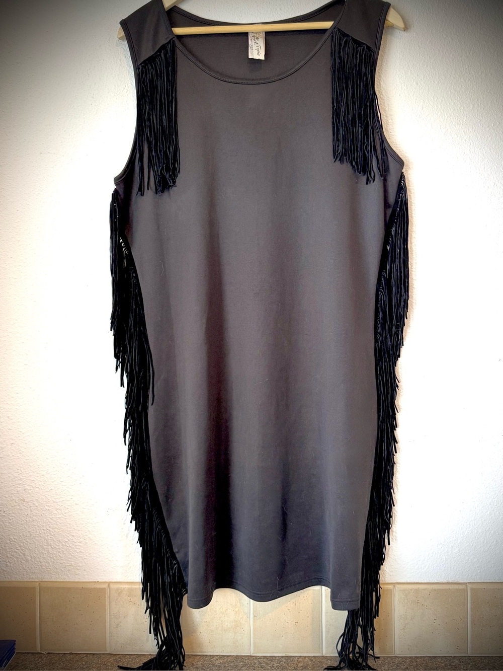 Sleeveless Black Fringe Dress